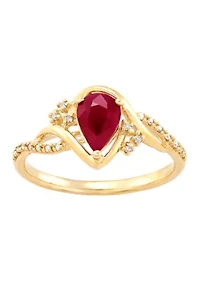 Ruby and Diamond Accent Ring in 10K Yellow Gold