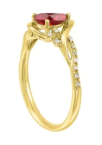 Ruby and Diamond Accent Ring in 10K Yellow Gold