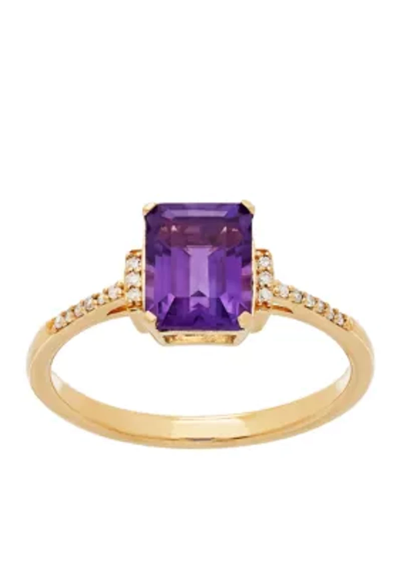 0.054 ct. t.w. Diamond and Amethyst Ring in 10k Yellow Gold