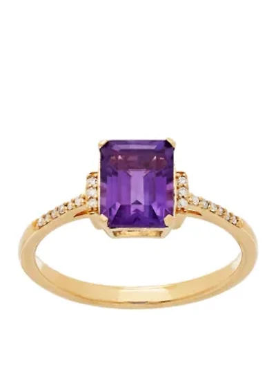 0.054 ct. t.w. Diamond and Amethyst Ring in 10k Yellow Gold