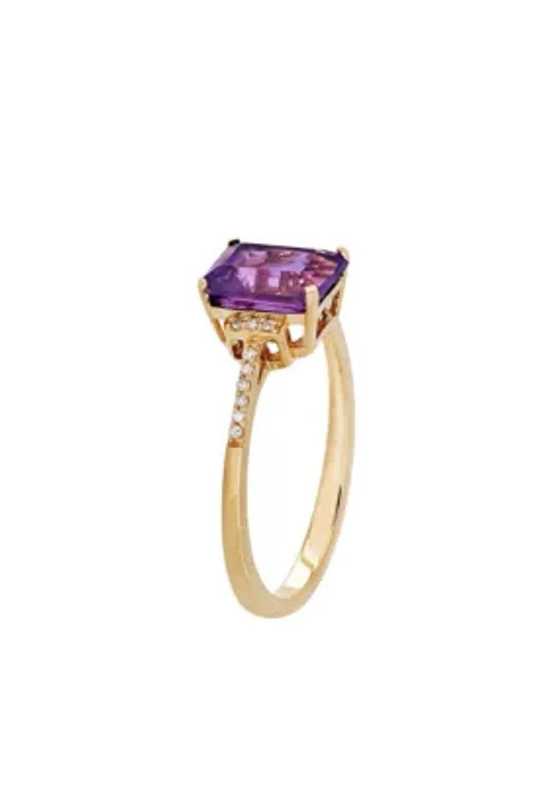 0.054 ct. t.w. Diamond and Amethyst Ring in 10k Yellow Gold