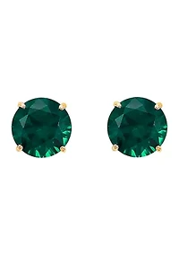 Lab Grown Emerald Pendant Necklace and Earrings Set in 10K Yellow Gold 