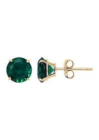 Lab Grown Emerald Pendant Necklace and Earrings Set in 10K Yellow Gold 