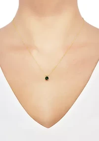 Lab Grown Emerald Pendant Necklace and Earrings Set in 10K Yellow Gold 