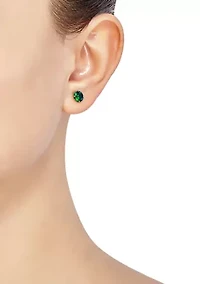 Lab Grown Emerald Pendant Necklace and Earrings Set in 10K Yellow Gold 