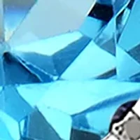 Swiss Blue Topaz Pendant with 18" Rope Chain in 10K White Gold