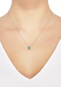 Swiss Blue Topaz Pendant with 18" Rope Chain in 10K White Gold