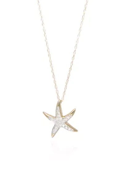 0.10 ct. t.w. Diamond Starfish Pendant in 10K Yellow Gold