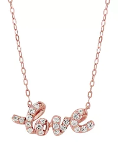 White Sapphire Love Pendant Necklace in 10K Rose Gold