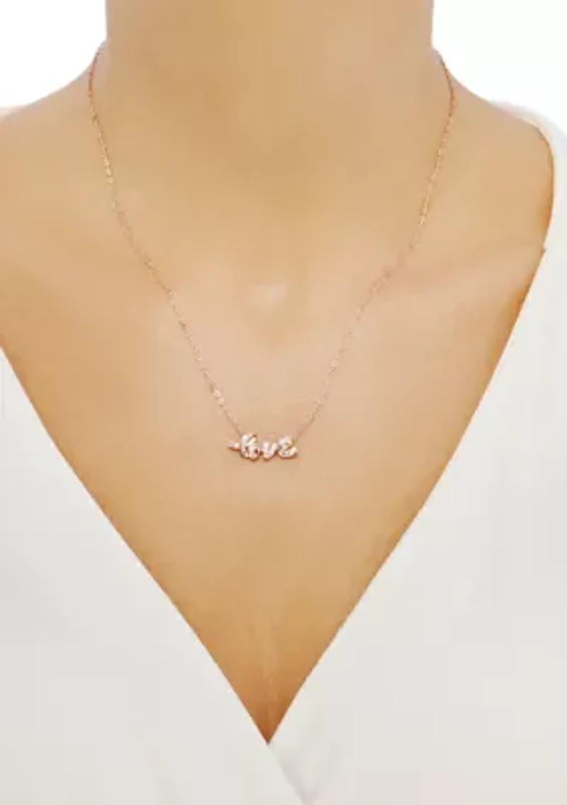 White Sapphire Love Pendant Necklace in 10K Rose Gold