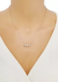 White Sapphire Love Pendant Necklace in 10K Rose Gold