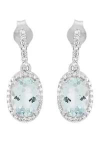 1/5 ct. t.w. Diamond and Aquamarine Drop Earrings in 10K White Gold