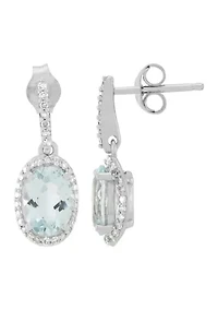 1/5 ct. t.w. Diamond and Aquamarine Drop Earrings in 10K White Gold
