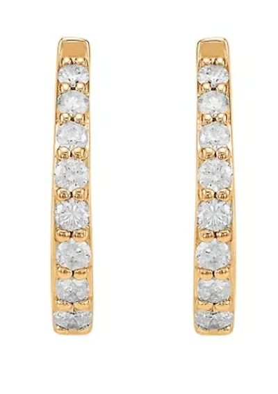 1/3 ct. t.w. Diamond Hoop Earrings in 10k Yellow Gold