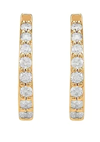 1/3 ct. t.w. Diamond Hoop Earrings in 10k Yellow Gold