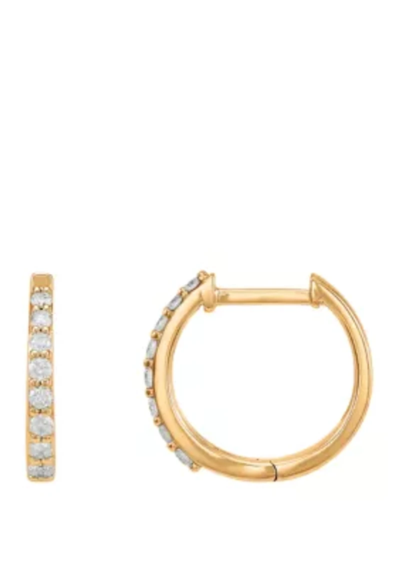 1/3 ct. t.w. Diamond Hoop Earrings in 10k Yellow Gold