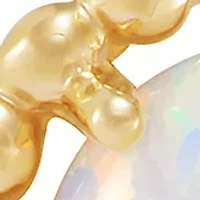 Lab-Created Opal Bead Frame Stud Earrings in 10K Yellow Gold