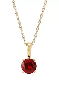 Garnet Pendant with 16" Rope Chain in 10K Yellow Gold
