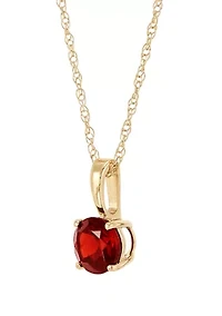 Garnet Pendant with 16" Rope Chain in 10K Yellow Gold