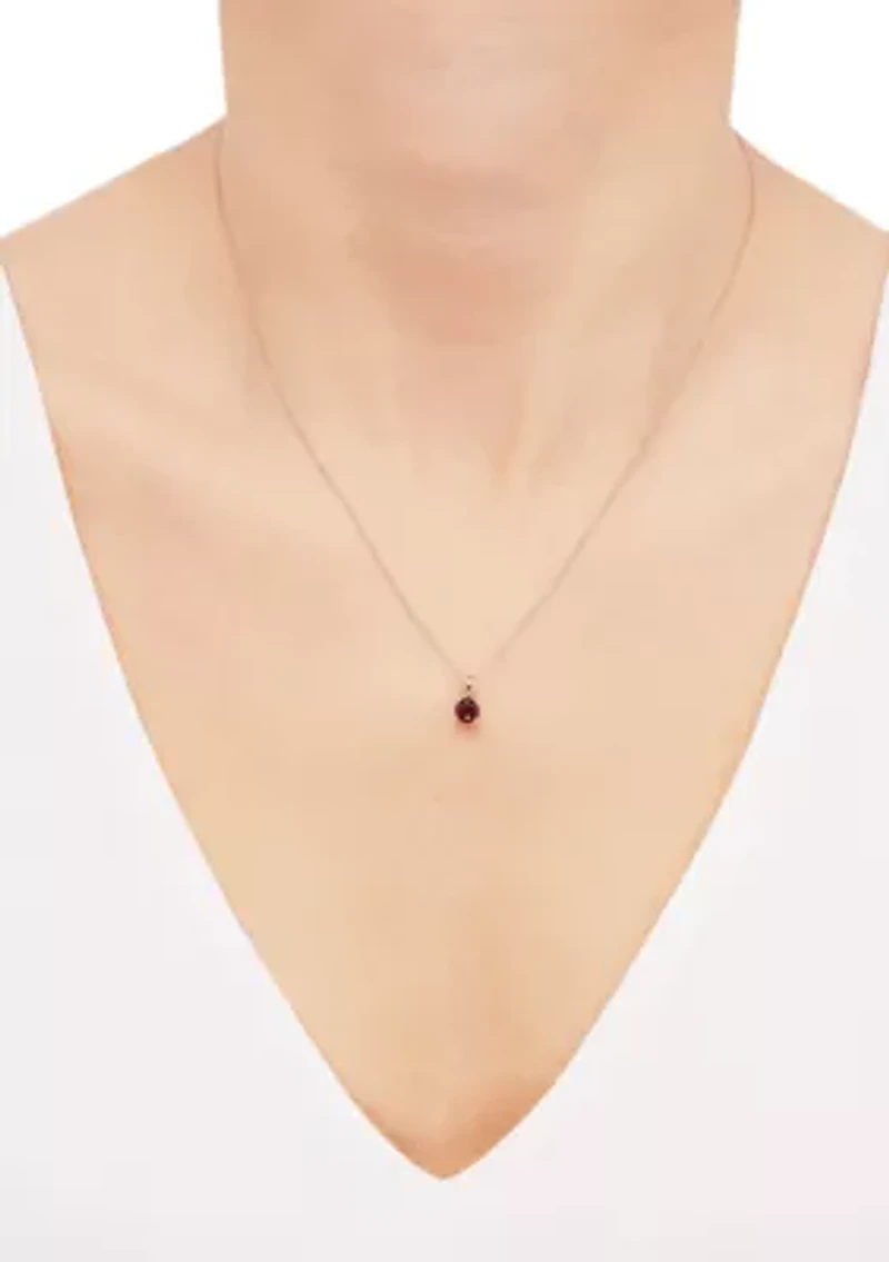 Garnet Pendant with 16" Rope Chain in 10K Yellow Gold