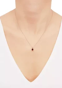 Garnet Pendant with 16" Rope Chain in 10K Yellow Gold