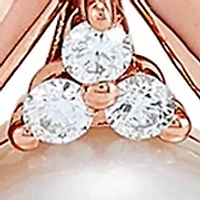 6/10 ct. t.w. Diamond and Pearl Pendant Necklace with 18" Box Chain in 10K Rose Gold