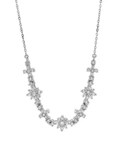 1/2 ct. t.w. Diamond White Flower Necklace in 10k White Gold