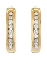 1/2 ct. t.w. Diamond Hoop Earrings in 10k Yellow Gold 
