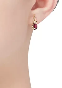 Diamond Accent and Ruby Earrings in 10K Yellow Gold