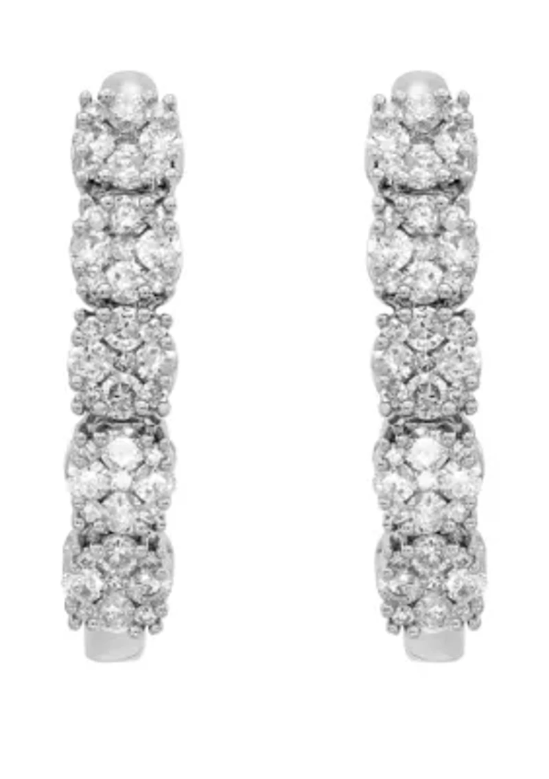 1 ct. t.w. Diamond Hoop Earrings in 10k White Gold