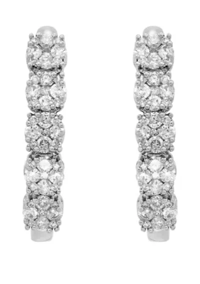 1 ct. t.w. Diamond Hoop Earrings in 10k White Gold