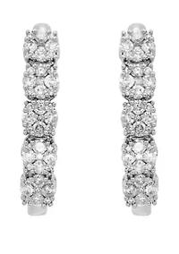 1 ct. t.w. Diamond Hoop Earrings in 10k White Gold