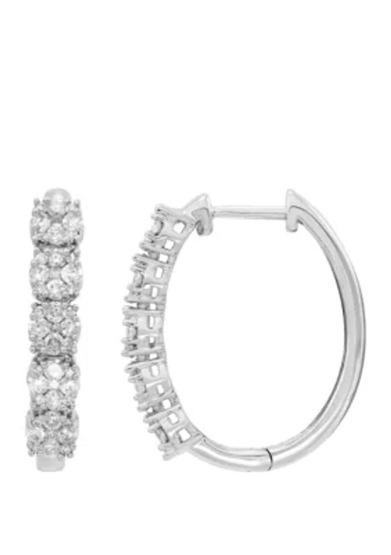 1 ct. t.w. Diamond Hoop Earrings in 10k White Gold