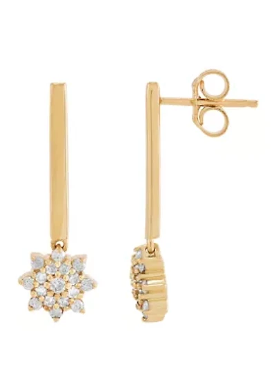 Snowflake Earrings in 10K Yellow Gold