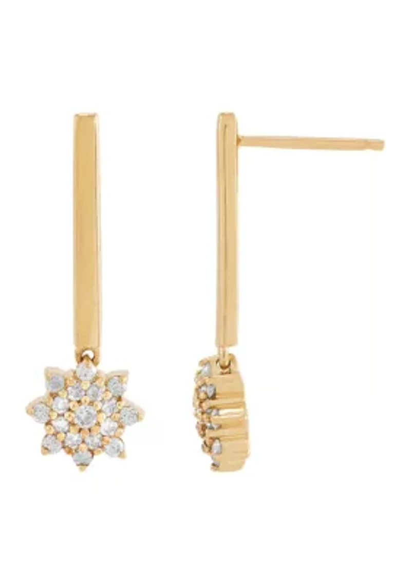 Snowflake Earrings in 10K Yellow Gold