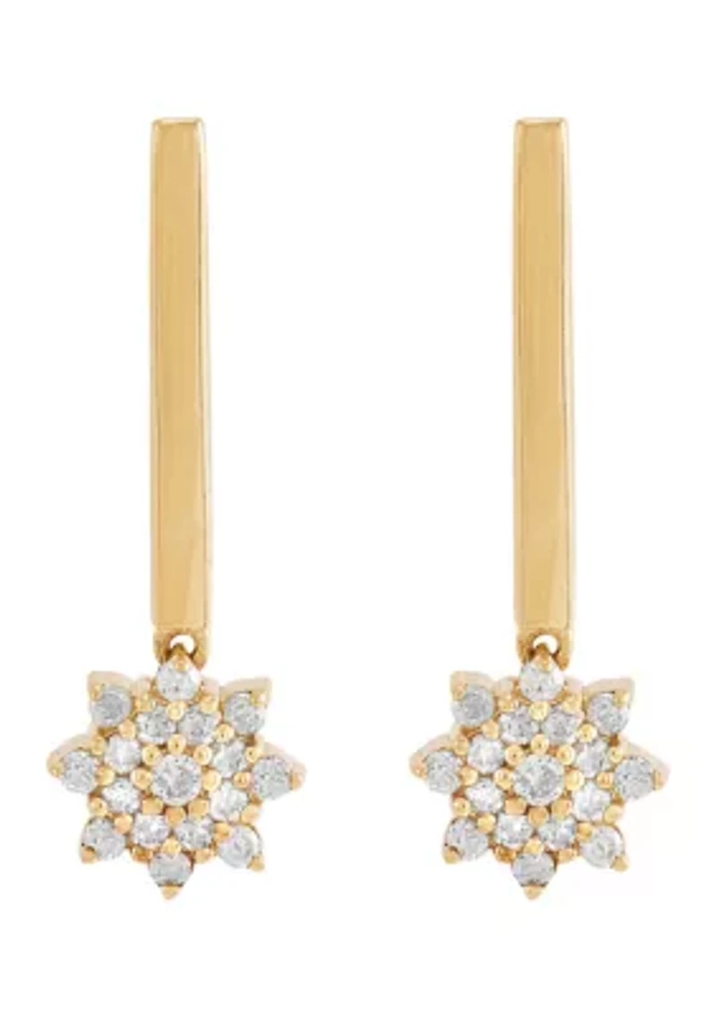 Snowflake Earrings in 10K Yellow Gold