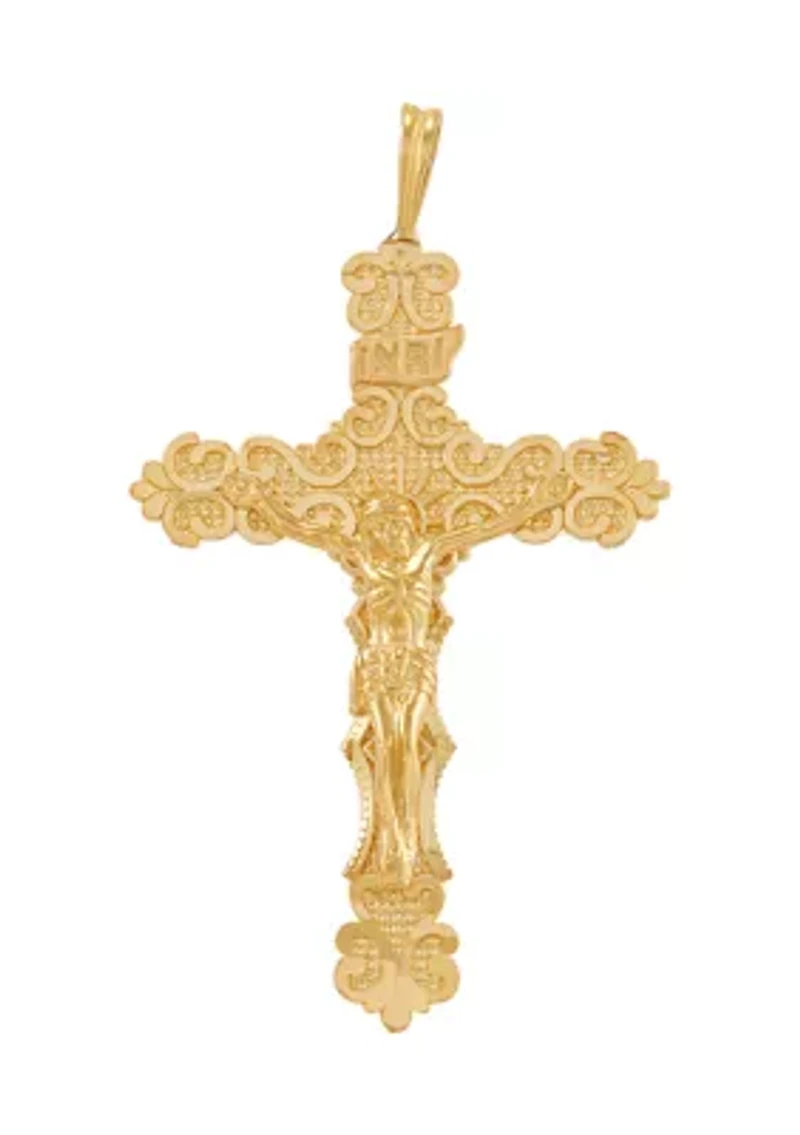 Nugget Cross and Crucifix Pendant in 10K Yellow Gold