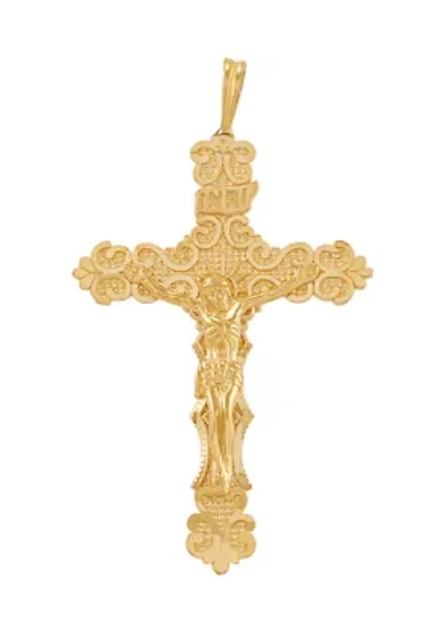 Nugget Cross and Crucifix Pendant in 10K Yellow Gold
