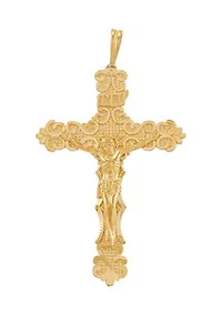 Nugget Cross and Crucifix Pendant in 10K Yellow Gold