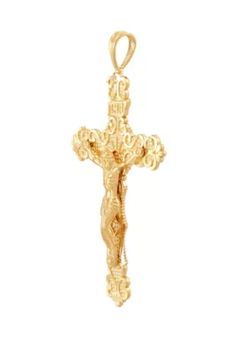 Nugget Cross and Crucifix Pendant in 10K Yellow Gold