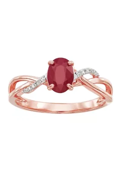 1/10 ct. t.w. Diamond and Ruby Ring in 10K Rose Gold