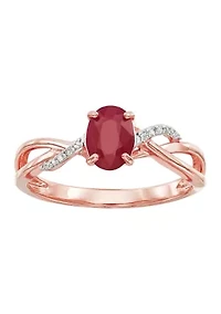 1/10 ct. t.w. Diamond and Ruby Ring in 10K Rose Gold
