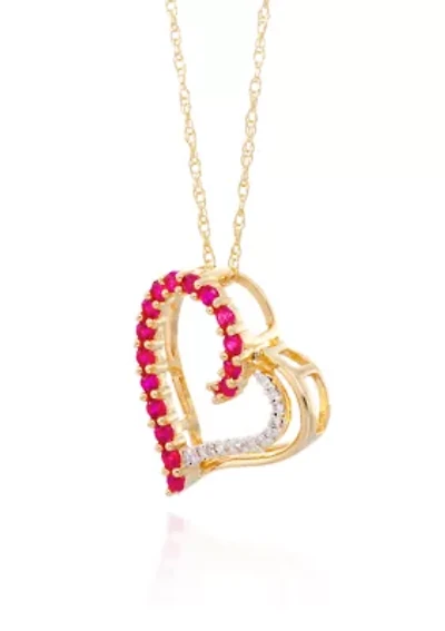 Created Ruby & Diamond Pendant in 10K Yellow Gold