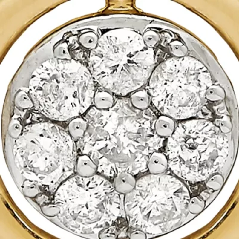 10k Yellow Gold Diamond Circle Pendant Necklace