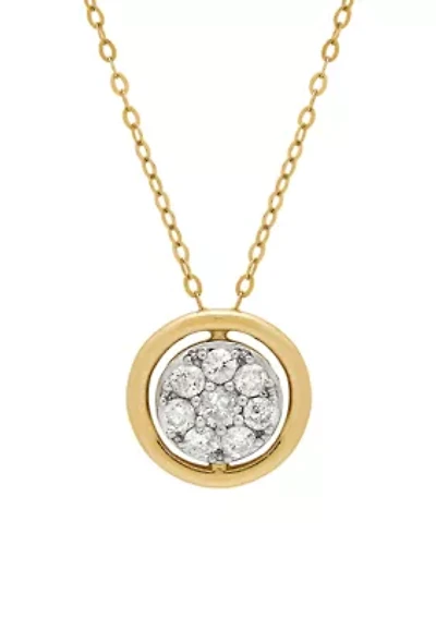 10k Yellow Gold Diamond Circle Pendant Necklace