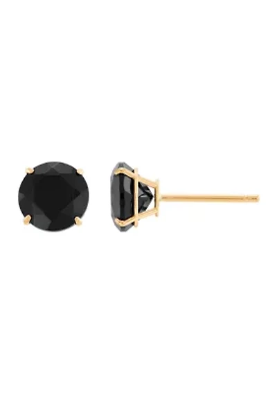 Onyx Stud Earrings in 10K Yellow Gold