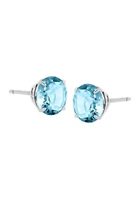 Swiss Blue Topaz Stud Earrings in 10K White Gold