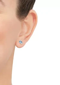 Swiss Blue Topaz Stud Earrings in 10K White Gold