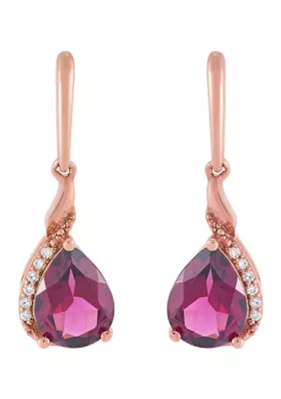 Rhodolite Garnet and Diamond Accent Earring in 10K Rose Gold