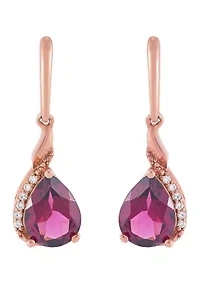 Rhodolite Garnet and Diamond Accent Earring in 10K Rose Gold